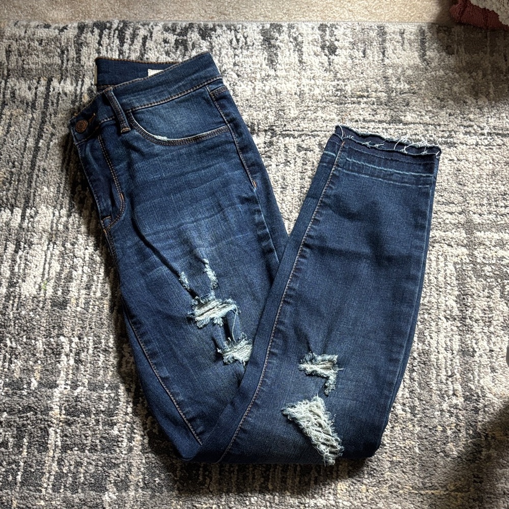 PacSun Dark Blue Distressed Skinny Jeans